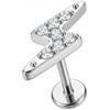 Titanium Labret Crystal Paved Lightning Bolt
