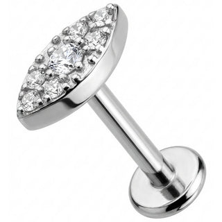 Titanium Labret Crystal Paved Marquise Shape