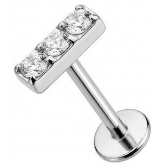 Titanium Labret Triple Crystal Bar Top