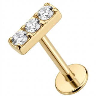 Titanium Labret Triple Crystal Bar Top