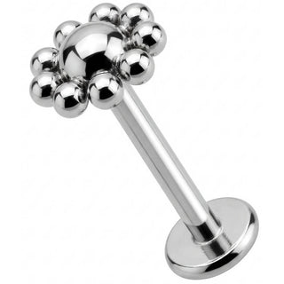 Titane Labret Fleur Perlée Bombée Filetage Interne