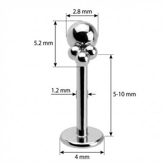 Titane Labret Sphère Avec Trio De Billes Filetage Interne