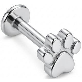 Titanium Labret Little Animal Paw Print