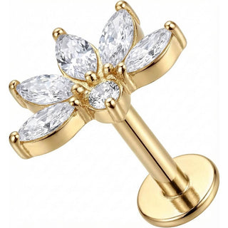 Titan Labret Marquise Kristall Lotus Fächer Innengewinde