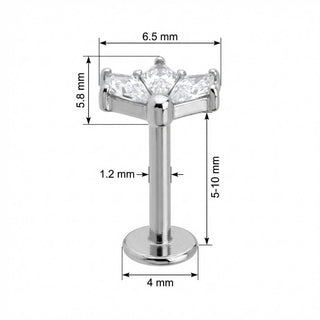 Titan Labret Dreifacher Kristall Fächer Cluster Innengewinde