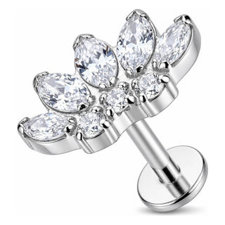 Titanium Labret Marquise Crystal Lotus Fan Internally Threaded