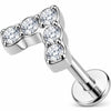Titanium Labret Crystal Paved Lightning Bolt Internally Threaded