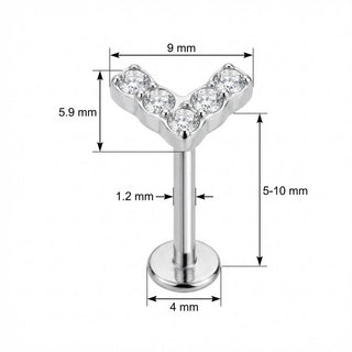 Titanium Labret Crystal Paved Lightning Bolt Internally Threaded