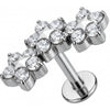 Titanium Labret Triple Crystal Star Flower Cluster Internally Threaded