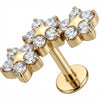 Titanium Labret Triple Crystal Star Flower Cluster Internally Threaded