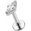 Titanium Labret Clear Rhombus Crystal Top