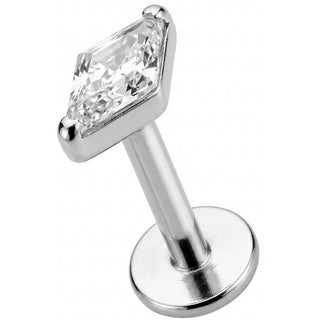 Titanium Labret Clear Rhombus Crystal Top