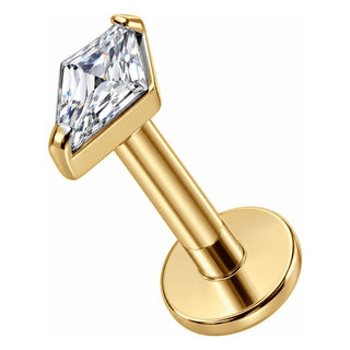 Titanium Labret Clear Rhombus Crystal Top Internally Threaded