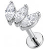 Titanium Labret Triple Marquise Crystal Fan