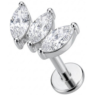 Titanium Labret Triple Marquise Crystal Fan