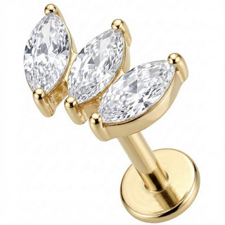 Titanium Labret Triple Marquise Crystal Fan