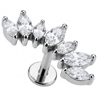 Titanium Labret Curved Marquise Crystal Vine Arc