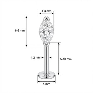 Titanium Labret Triple Marquise Crystal Fan