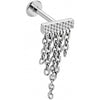 Titanium Labret Textured Bar With Cascading Chains