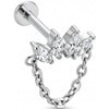Titane Labret Éventail Marquise et Chaîne Suspendue Filetage Interne