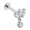 Titanio Abanico Marquise Con Colgante Redondo Rosca interna Labret