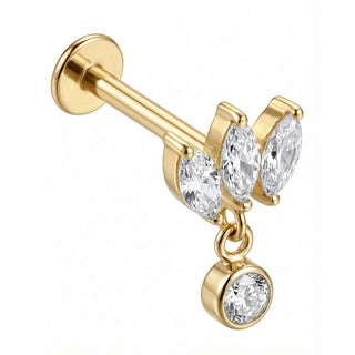 Titanio Abanico Marquise Con Colgante Redondo Rosca interna Labret
