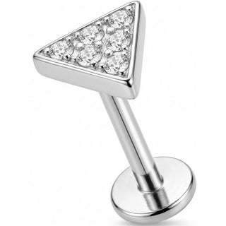 Titanium Labret Crystal Paved Triangle Top