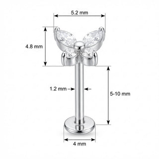 Titanium Labret Marquise Crystal Butterfly