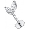 Titanium Labret Double Marquise Crystal Leaves