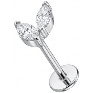 Titanium Labret Double Marquise Crystal Leaves