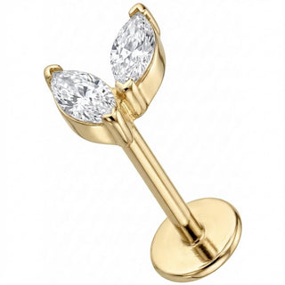 Titanium Labret Double Marquise Crystal Leaves