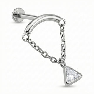 Titanium Labret Curved Bar Draped Chain Marquise