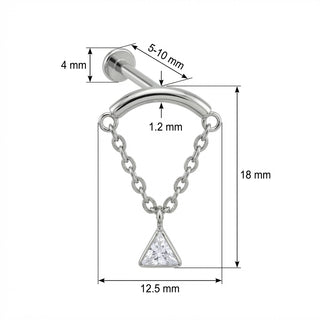 Titanium Labret Curved Bar Draped Chain Marquise