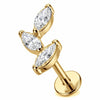 Titanium Labret Triple Marquise Crystal Vine Internally Threaded