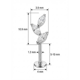 Titanium Labret Triple Marquise Crystal Vine