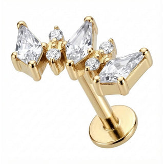 Titanio Cluster Tres Rombos Cristal Rosca interna Labret