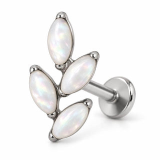 Titanium Labret Marquise Leaf Branch Internally Threaded