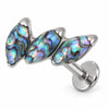Titanium Labret Triple Marquise Zirconia Curve Internally Threaded