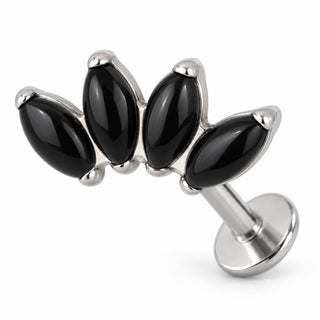 Titanium Labret Four Marquise Zirconia Fan Internally Threaded