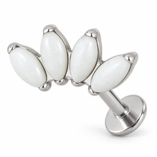 Titanium Labret Four Marquise Zirconia Fan Internally Threaded