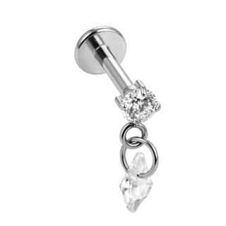 Titanio Cristal Redondo Con Colgante Rombo Rosca interna Labret