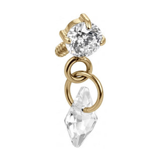 Titanium Top Round Zirconia With Kite Dangle Internally Threaded