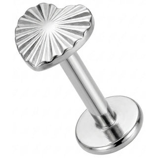 Titan Labret Herz mit Strahlen-Relief Innengewinde