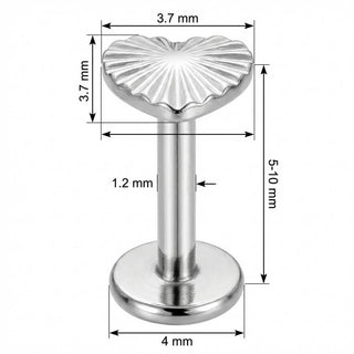 Titanio Corazón con Rayos de Sol Rosca interna Labret