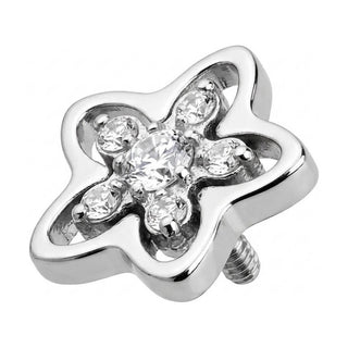 Titanium Top Cutout Flower Zirconia Cluster Internally Threaded