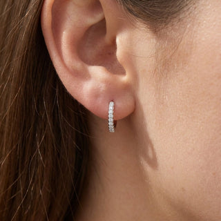 Titanium Earring Crystal Paved Hoop Clicker