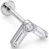 Titanium Labret Baguette And Round Crystal Chevron