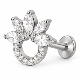 Titanium Labret Marquise Lotus Crown Internally Threaded