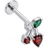 Titanio Cerezas Rojas Con Corazón Rosca interna Labret