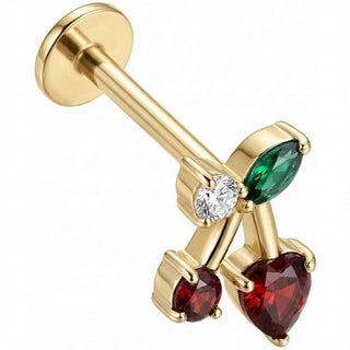 Titanio Cerezas Rojas Con Corazón Rosca interna Labret